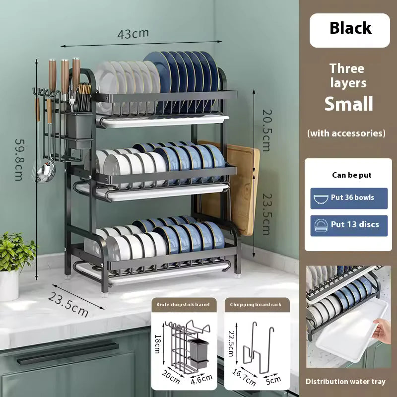 3-Tier Large Capacity Rustproof Dish Rack