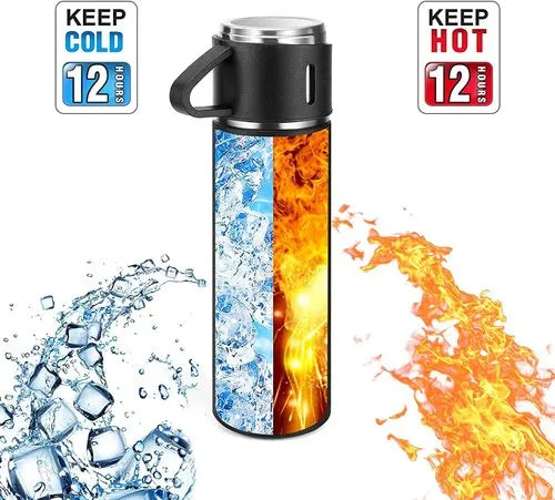 ThermaLux® Stainless Steel Thermal Bottle Set with 3 Cups