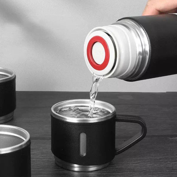 ThermaLux® Stainless Steel Thermal Bottle Set with 3 Cups